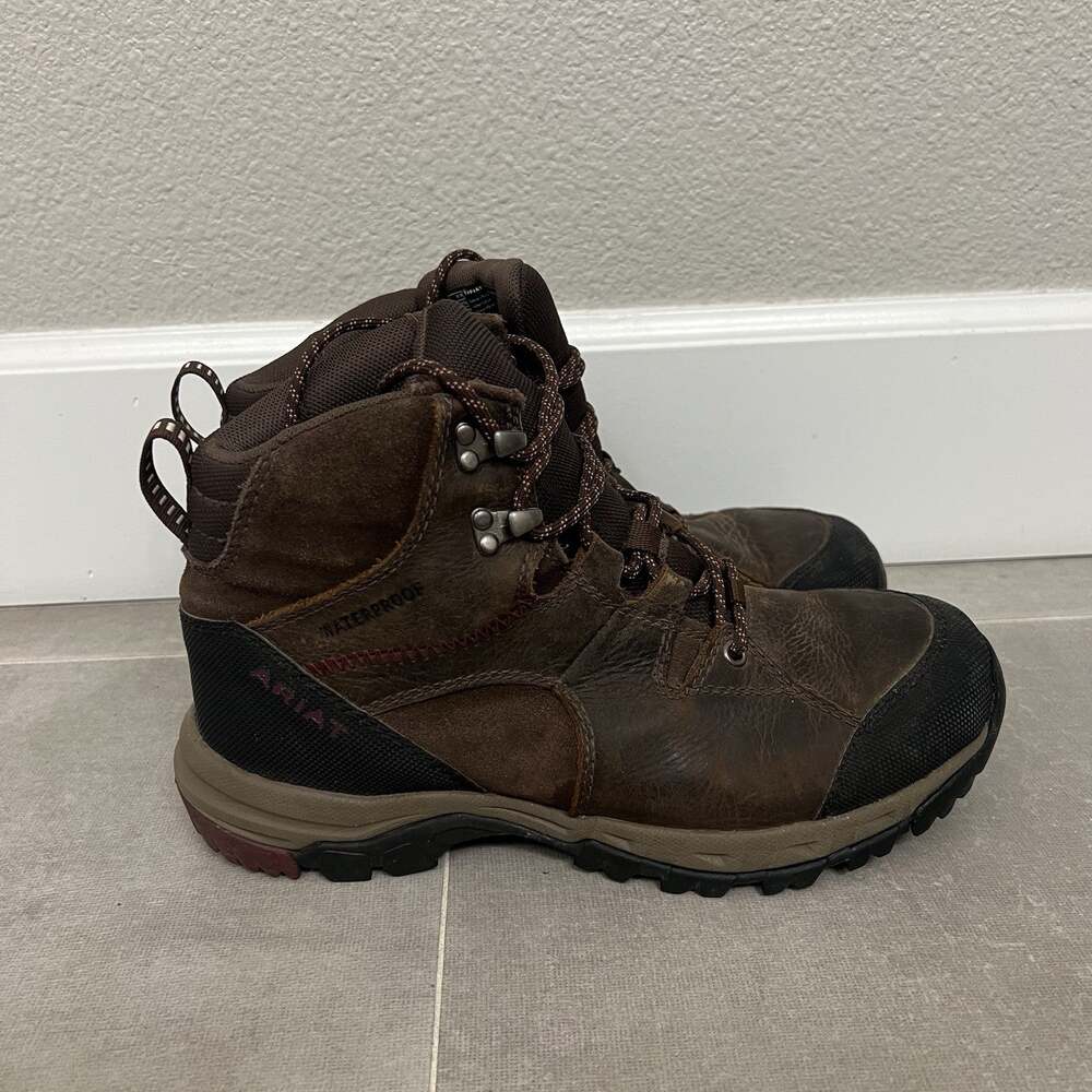 Ariat Skyline Mid Womens 9B Brown Leather Waterproof Ankle Hiking Outdoor Shoes